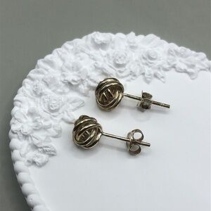 Solid sterling silver 925 ball knot small post stud earrings minimalist everyday